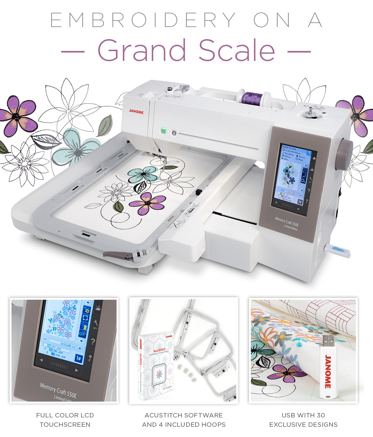 Janome 550ELE Embroidery Machine Open Box