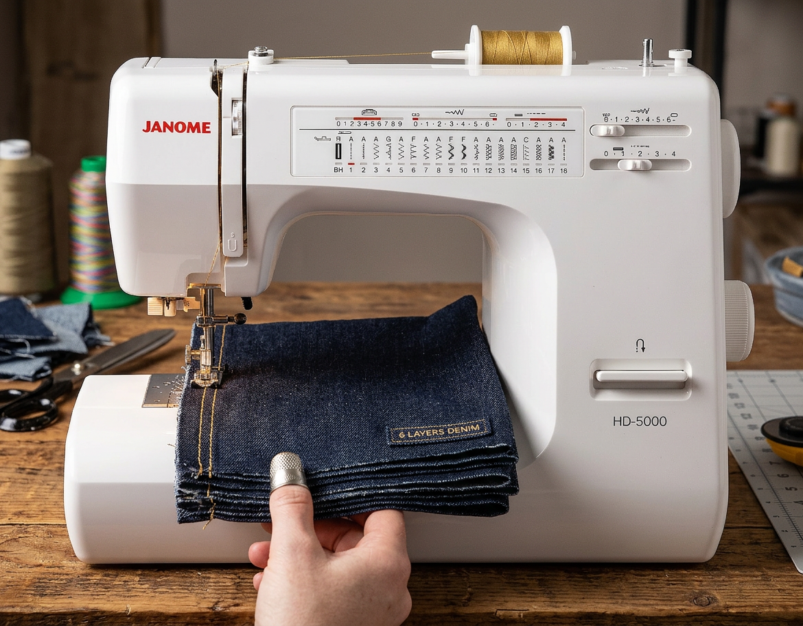 Janome HD5000 Heavy Duty Sewing Machine - Professional Quilting & Sewing | Built-in Needle Threader
