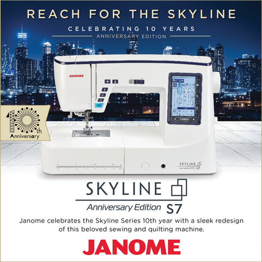 Janome Skyline S7 Anniversary Edition Quilting & Sewing Machine – Bonus Accessories Included