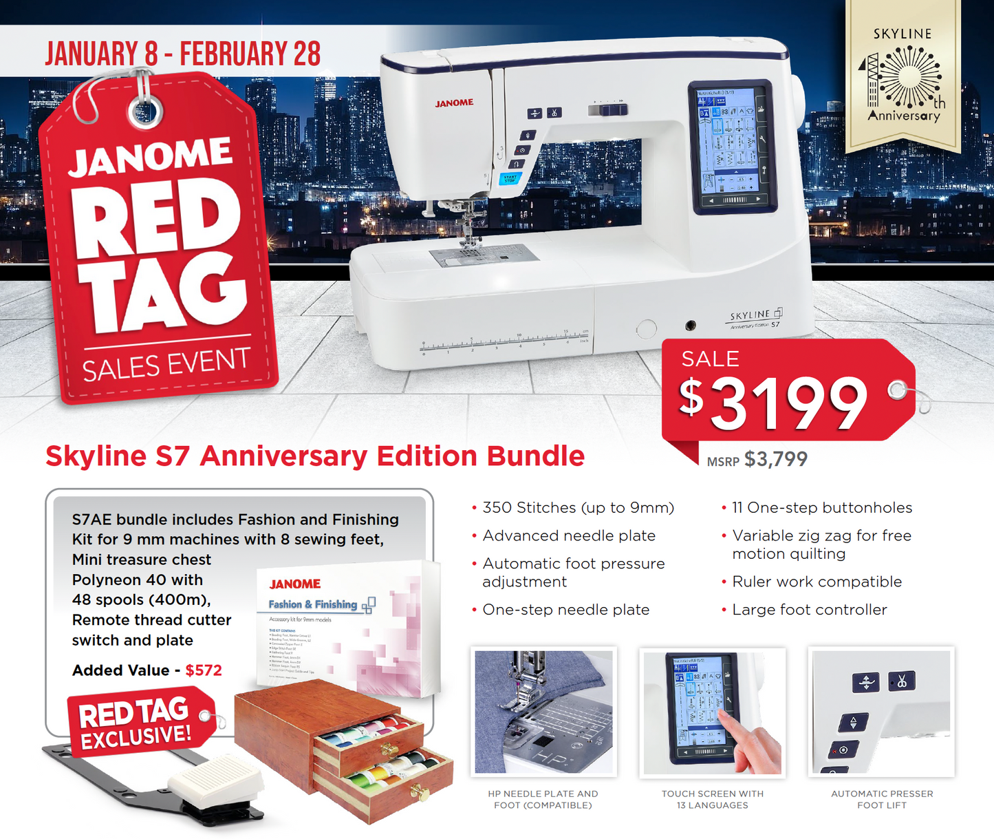 Janome Skyline 7 Anniversary Edition Sewing Machine