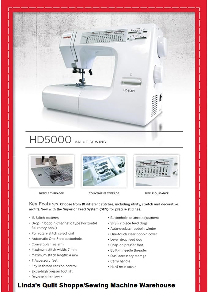 Janome HD5000 Heavy Duty Sewing Machine Linda's Quilt Shoppe